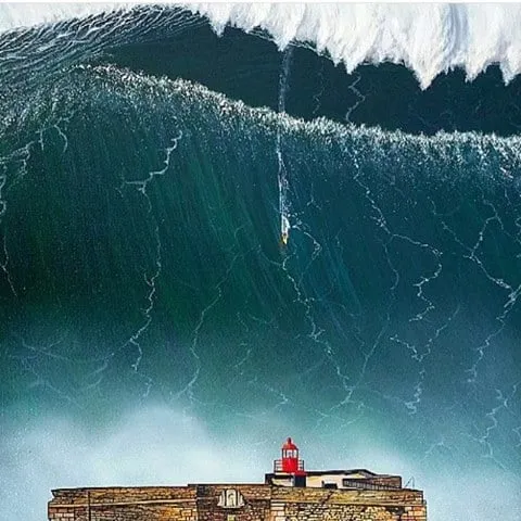 Nazaré big-wave surf balance awareness photo